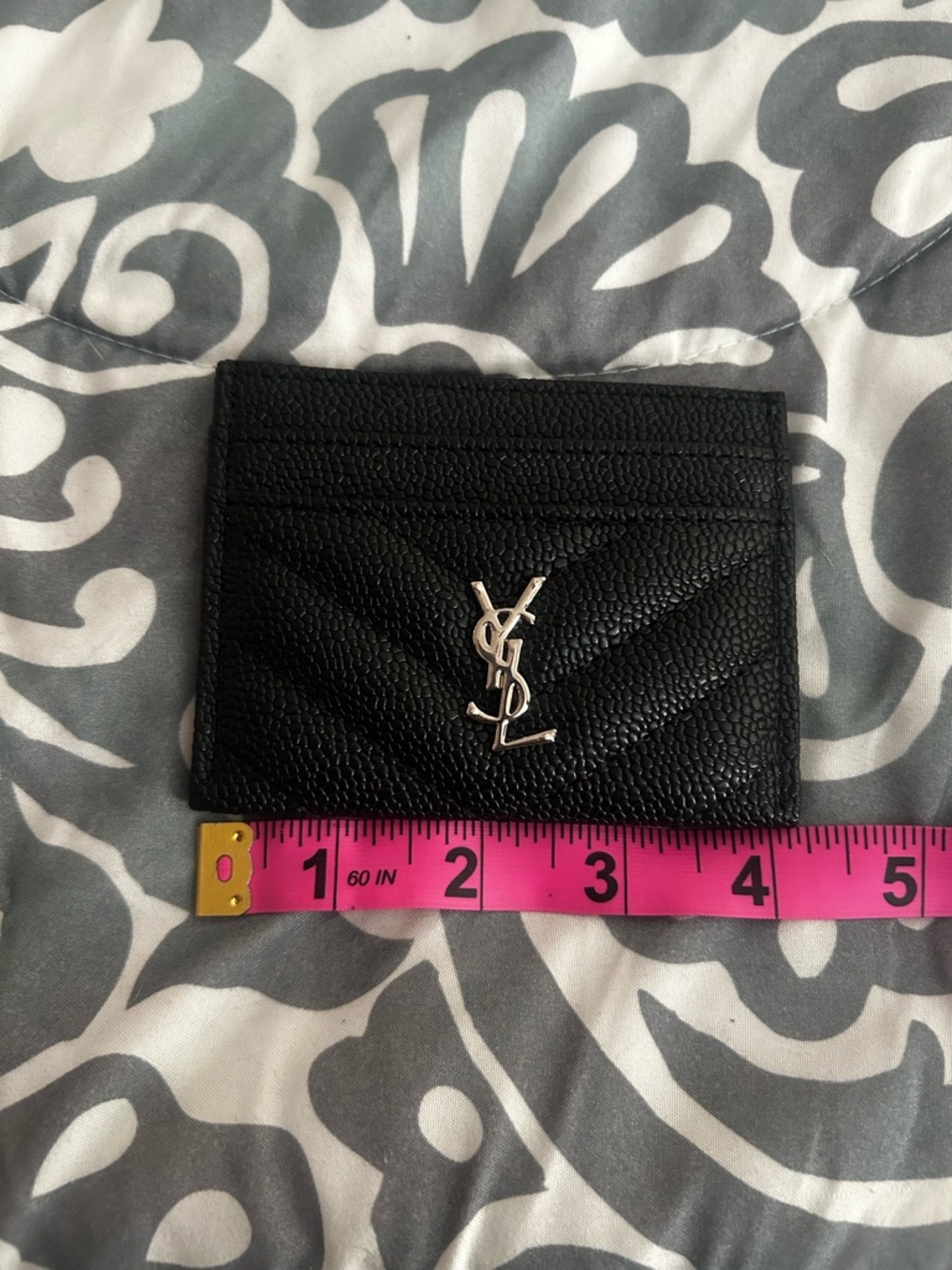 Black Quilted Chevron Card Case with Silver Monogram - Picture 7 of 7